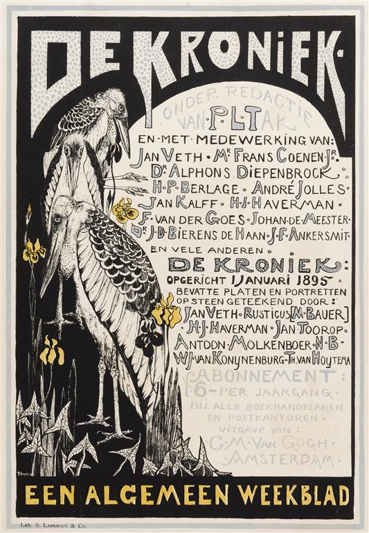 Raambiljet - De Kroniek - Een algemeen weekblad, ontwerp: Theo van Hoytema (1895)