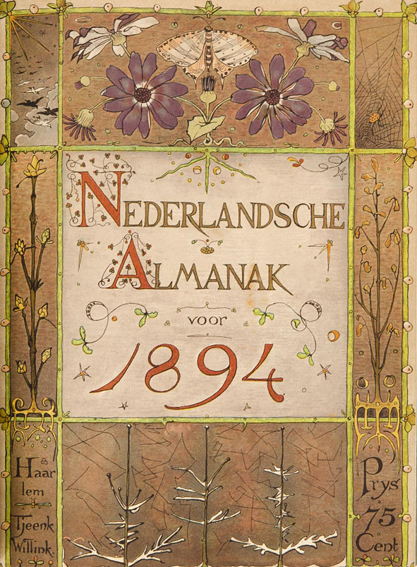 art nouveau nieuwe kunst omslag voor Nederlandsche Almanak ontwerp Theo Nieuwenhuis