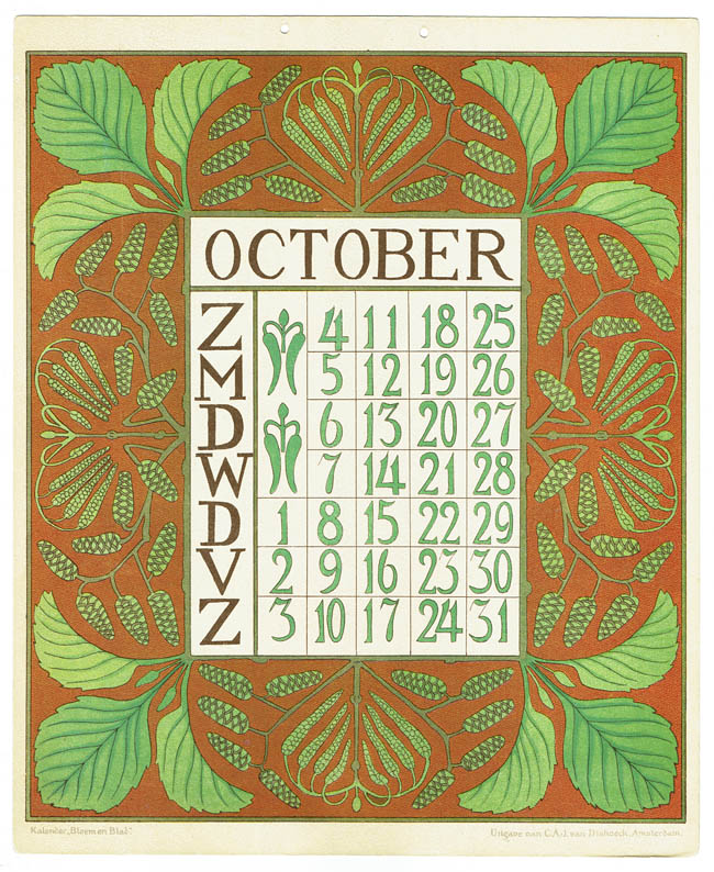 art_nouveau_kalenderblad_netty_vd_waarden_bloem_blad_kalender_oktober_1903