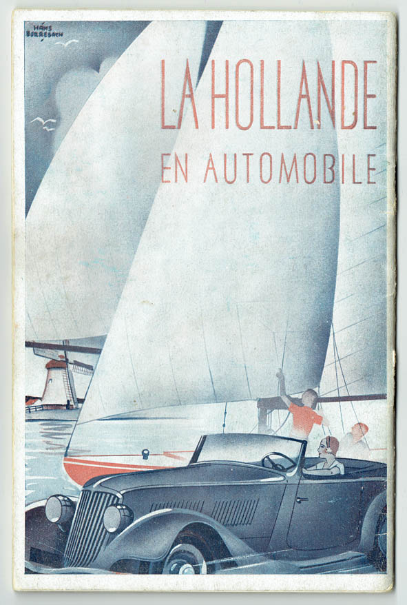 art deco auto brochure van ANWB, KNAC en ANVV circa 1939 ontwerper Hans Borrebach