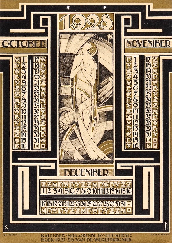 Kalenderblad Wereldkroniek (4), ontwerp: Pieter Hofman (1927)