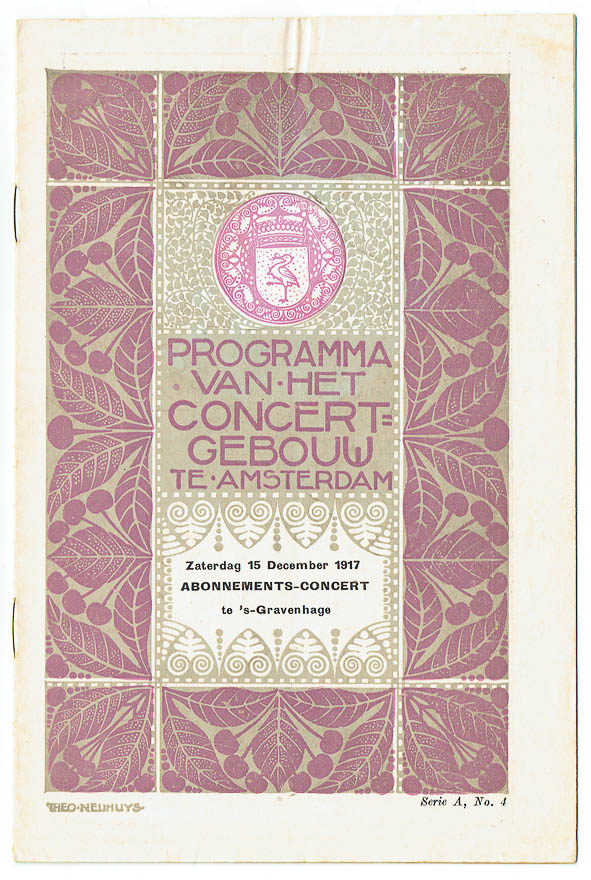 Programma van het Concertgebouw te Amsterdam (1917), omslagontwerp: Theo Neuhuys