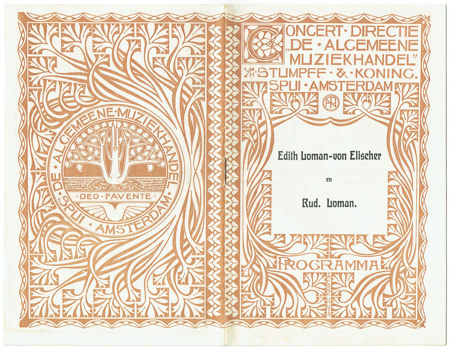 Programma Concert Directie De Algemeene Muziekhandel, omslagontwerp Theo Neuhuys (1901)