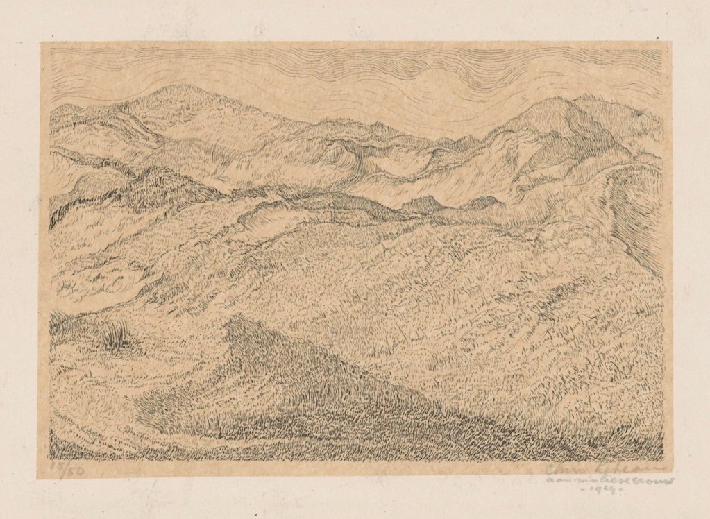 Chris Lebeau 1924: ets van een duinlandschap, collectie Rijksmuseum